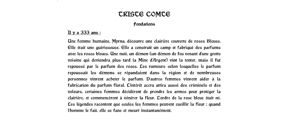 Aides de jeu Triste Comté